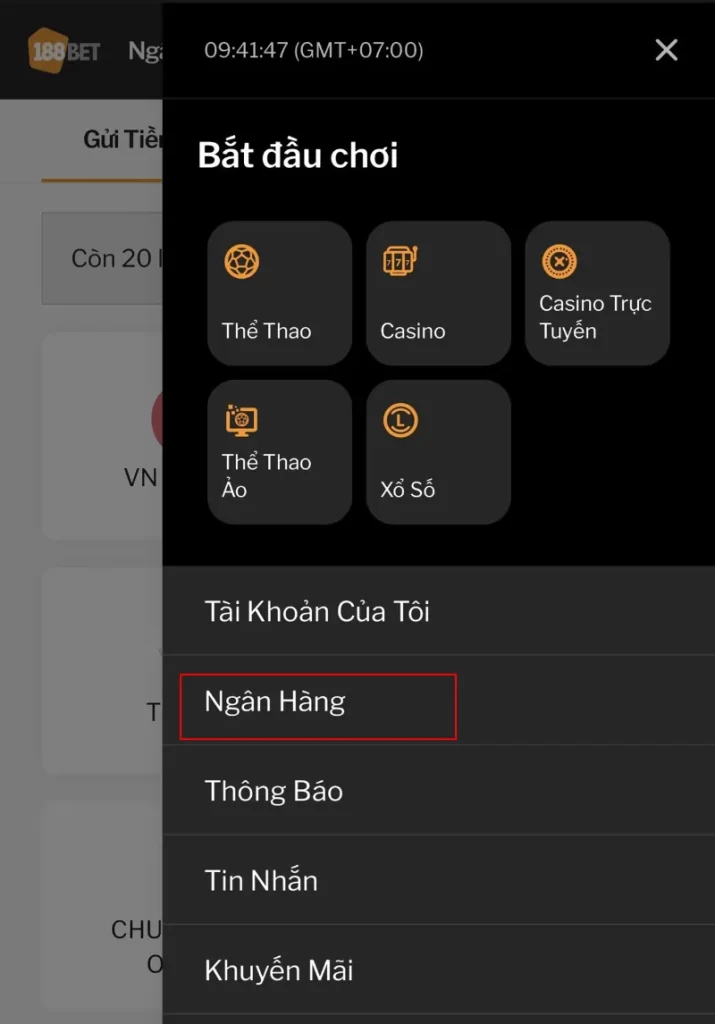 chọn ngân hàng nạp tiền 188BET