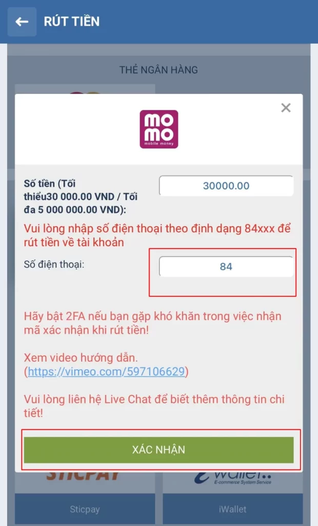 rút tiền 1XBET ví điện tử