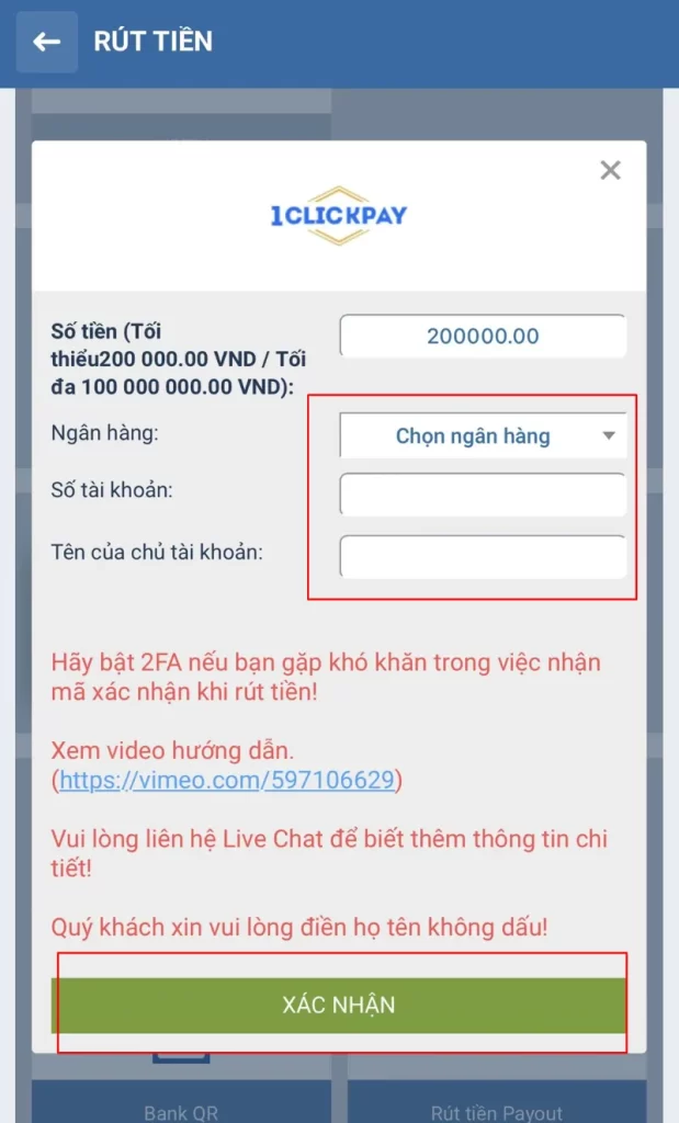 rút tiền 1XBET ngân hàng trực tuyến