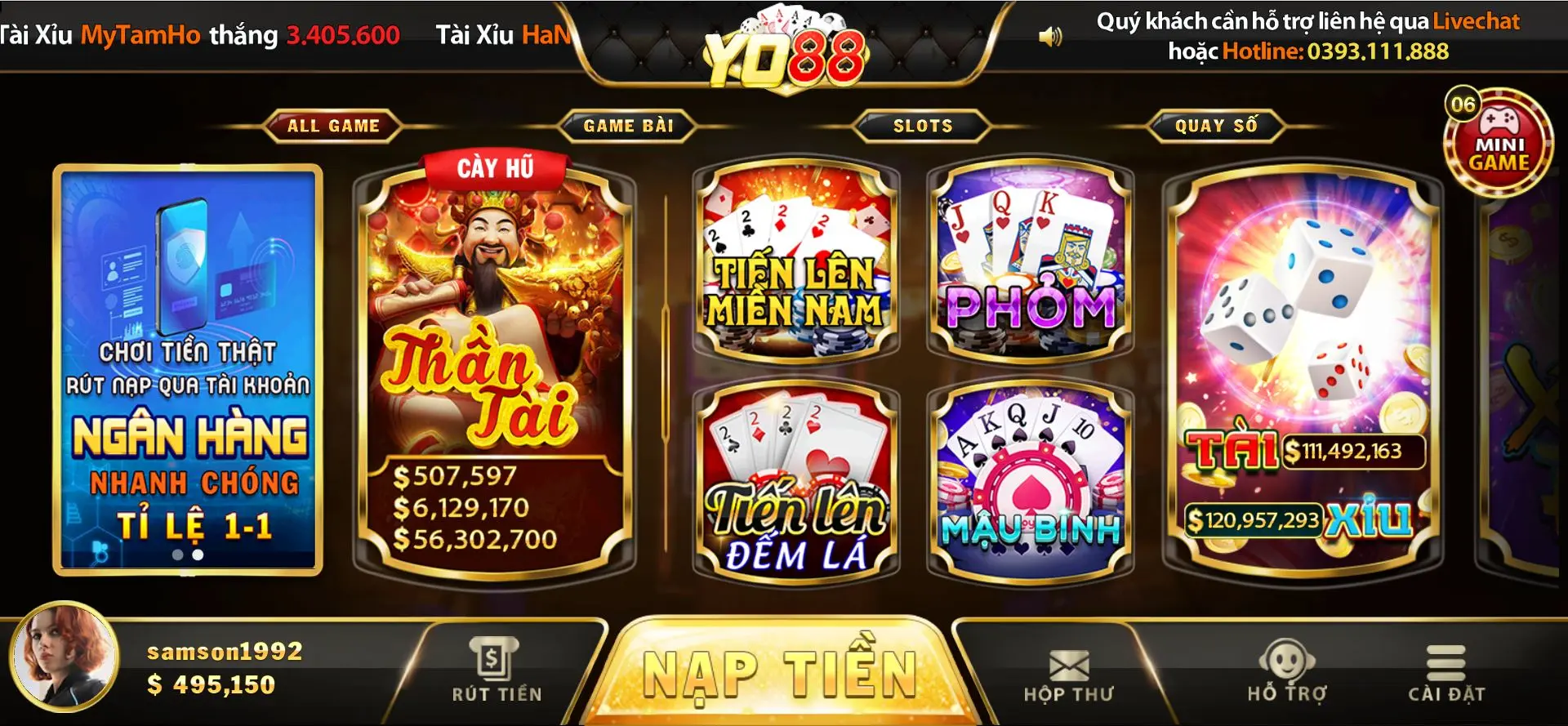 Lợi thế của cổng game Yo88 Tài xỉu?