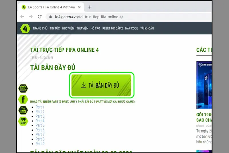 Bước 1: Chọn phiên bản FIFA